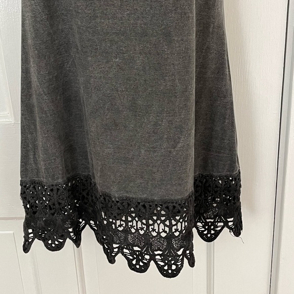 Mollo Rello Boho Handcrafted charcoal sheath dress size Large Crochet Summer - Picture 2 of 7